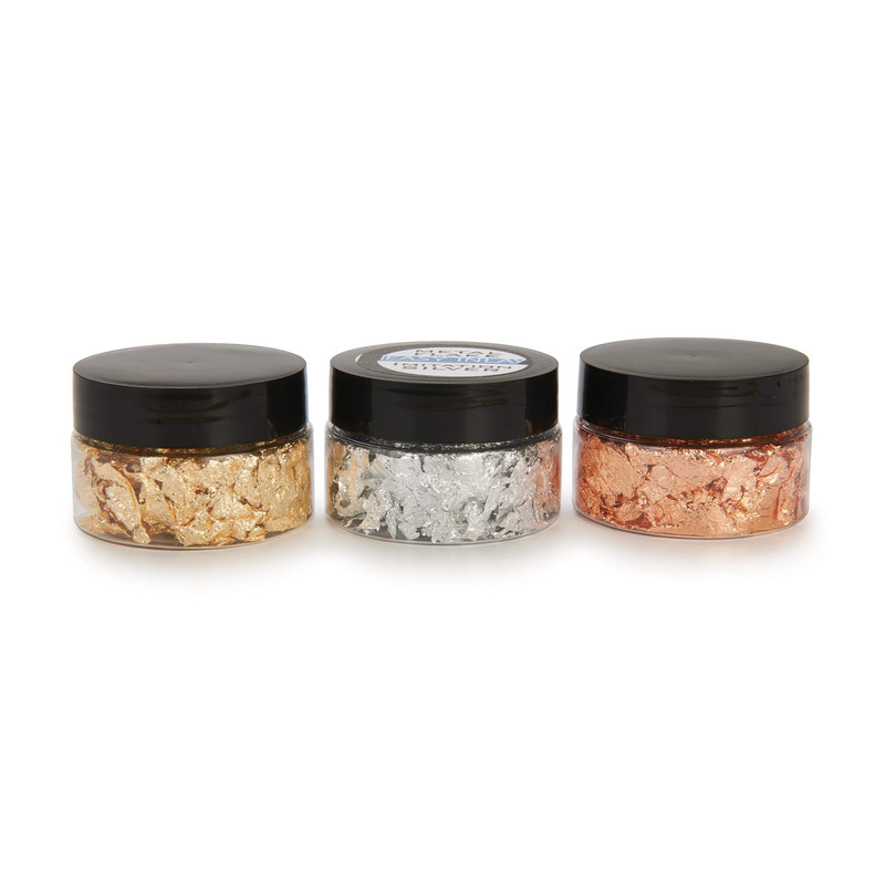 Gold, Silver and Copper Metal Flake Inlay Material Starter Pack - 3 Piece - 2 oz